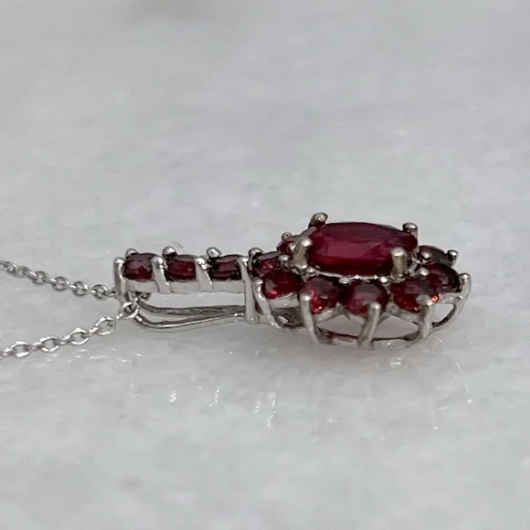 Niassa Ruby Orissa Rhodolite Garnet Sterling Silver Pendant Necklace - Picture 4 of 12